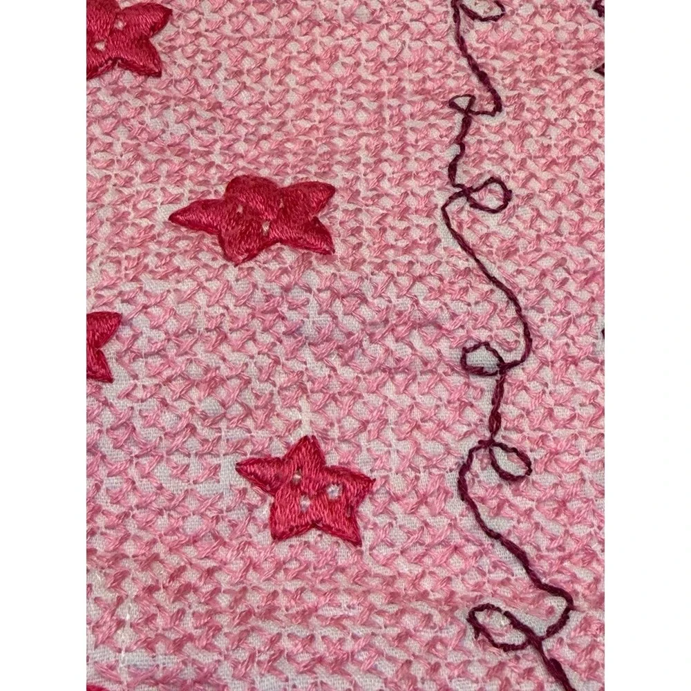 Adorable princess toddler bed quilt. Approx 42X30 in hand made cross-stitched